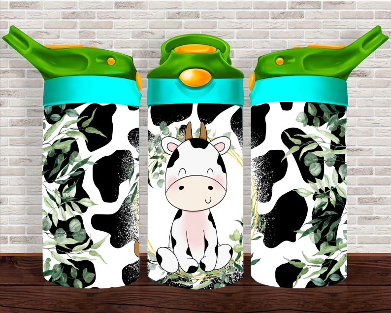 Baby Cows On The Farm Kids 12 oz Water Bottle Flip Top