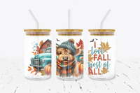 I Love Fall Most Of All - 16 oz Libbey Glass Can Wrap