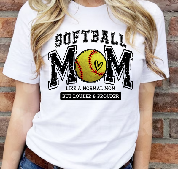 Softball Mom, Like A Normal Mom Except Louder & Prouder - DTF Transfer
