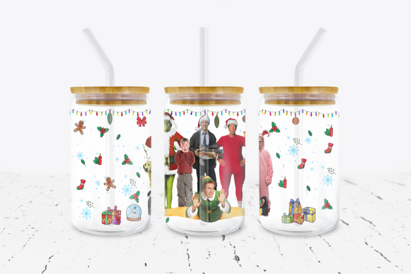 Christmas Characters - 16 oz Libbey Glass Can Wrap