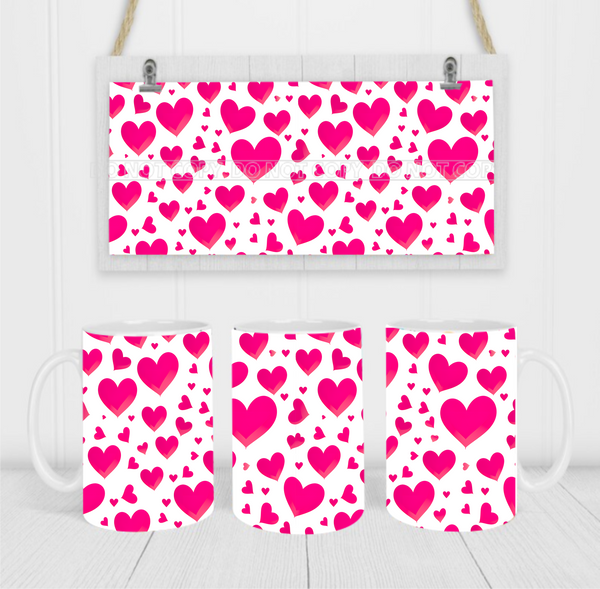 Valentine Hearts - Coffee Mug Wrap - Sublimation Transfers