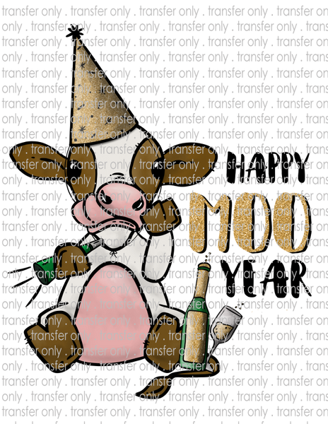 Happy Moo Years - Waterslide, Sublimation Transfers