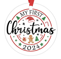 My First Christmas 2024 - Christmas Ornament -  UV DTF Decals