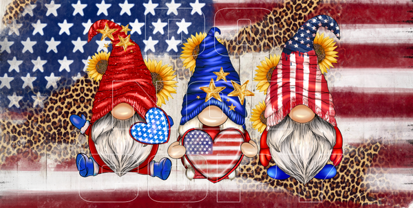 Patriotic Gnomes Sublimation Transfers - License Plate Sheets