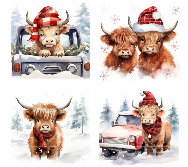 Christmas Country Cows - Square Sublimation Sheet