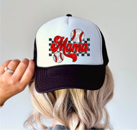 Mama Baseball - Trucker Hat Patch - Faux Embroidered