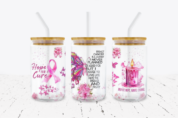 Hope For A Cure - Pink Ribbon -  UV DTF Transfer Wraps