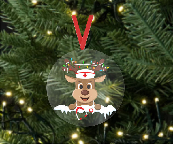 Adorable Reindeer - Christmas Ornament -  UV DTF Decals