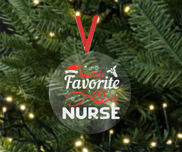 Santa's Favorite Nurse - Christmas Ornament -  UV DTF Decals