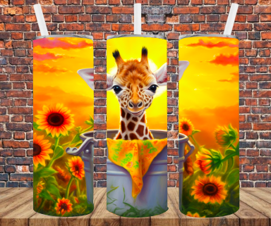Giraffe In Bucket - Tumbler Wrap - Sublimation Transfers