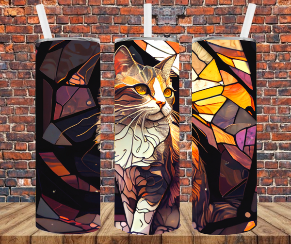 Stained Glass Cat - Tumbler Wrap Sublimation Transfers