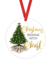 Christmas Begins With Christ - Christmas Ornament -  UV DTF Decals