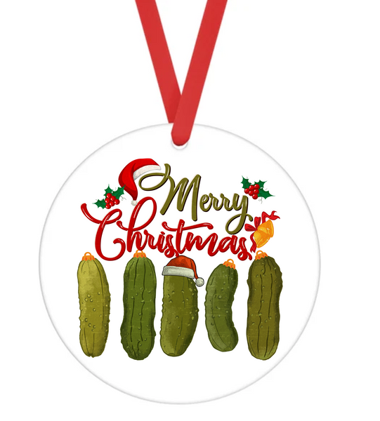 Merry Christmas Pickles - Christmas Ornament -  UV DTF Decals