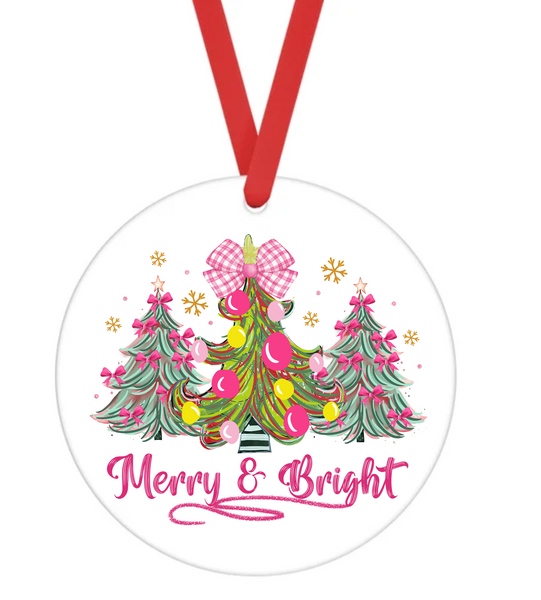 Merry & Bright - Christmas Ornament -  UV DTF Decals