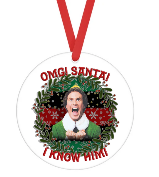 OMG I Know Him - Christmas Ornament -  UV DTF Decals