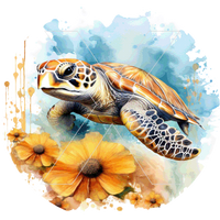 Sea Turtle - Round Template Transfers for Coasters