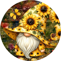 Sunflower Gnome - Round Template Transfers for Coaster