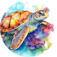 Sea Turtle - Round Template Transfers for Coasters