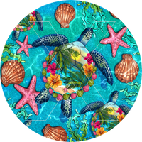 Sea Turtle - Round Template Transfers for Coasters