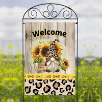 Leopard Fall Gnome with Sunflowers - Garden Flag Sublimation Transfers