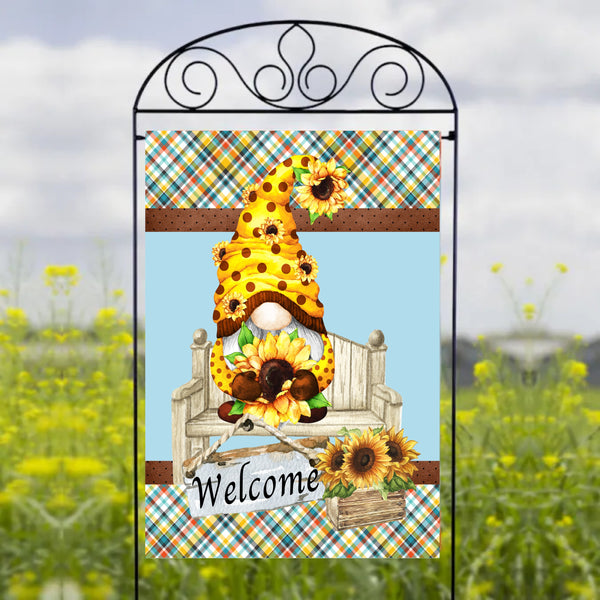 Fall Gnome with Sunflowers - Garden Flag Sublimation Transfers