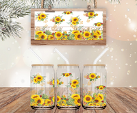 Floral with Gold Detail - 16 oz Libbey Glass Can Wrap