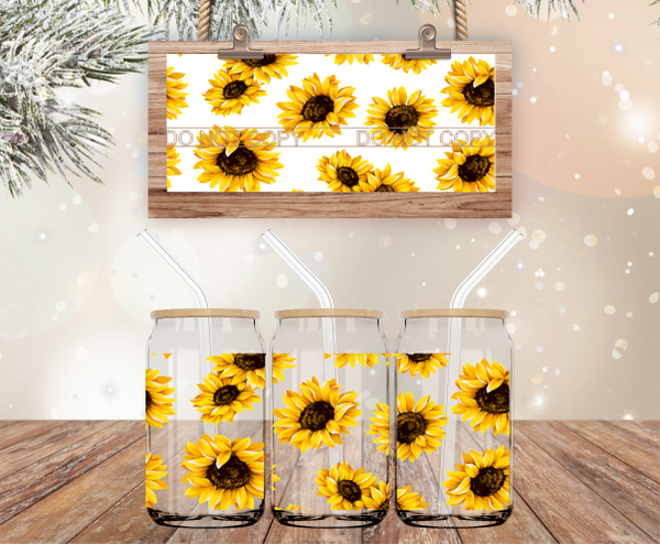 Sunflowers - 16 oz Libbey Glass Can Wrap