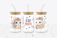 Cat Mom - 16 oz Libbey Glass Can Wrap