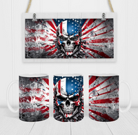 Patriotic Skull - Coffee Mug Wrap - Sublimation Transfers