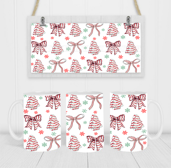 Christmas Cakes & Bows - Coffee Mug Wrap - Sublimation Transfers