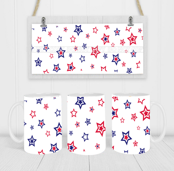 Patriotic Stars - Coffee Mug Wrap - Sublimation Transfers