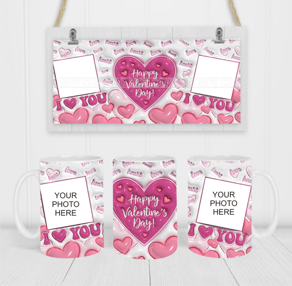 2 Photo Valentine's - Coffee Mug Wrap - Sublimation Transfers