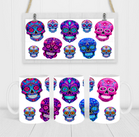 Sugar Skulls - Coffee Mug Wrap - Sublimation Transfers