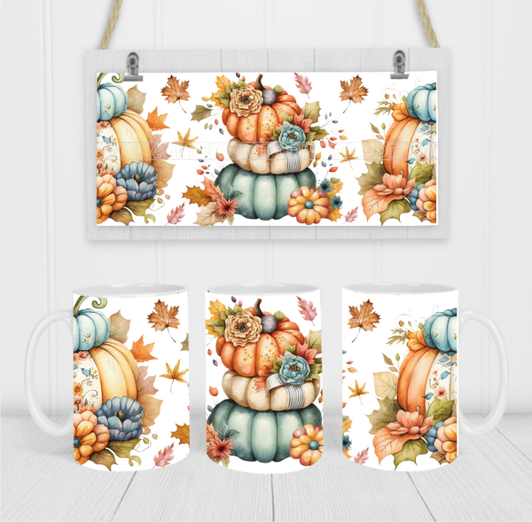 Fall Pumpkins - Coffee Mug Wrap - Sublimation Transfers