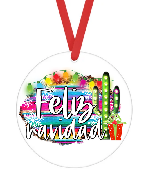 Feliz Navidad - Christmas Ornament -  UV DTF Decals