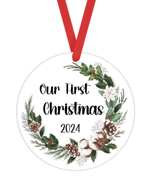 Our First Christmas 2024 - Christmas Ornament -  UV DTF Decals