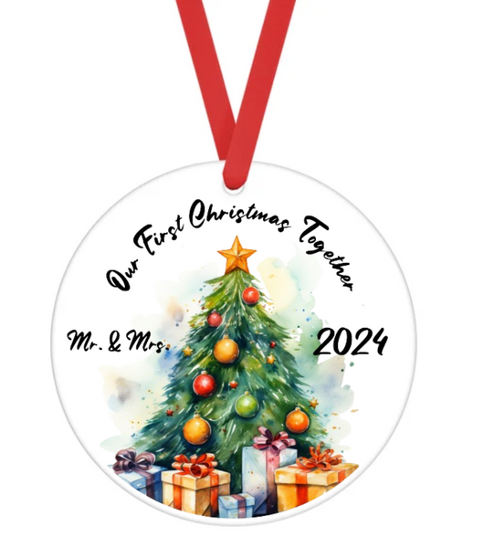 Our First Christmas 2024 - Christmas Ornament -  UV DTF Decals