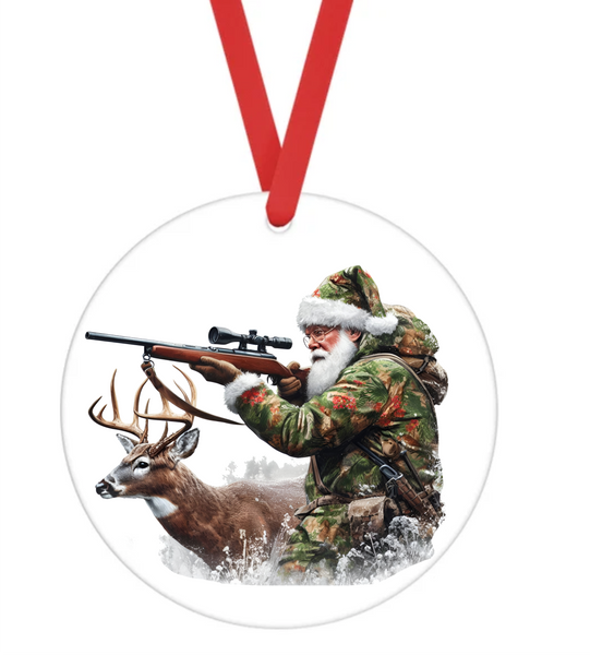 Hunting Santa - Christmas Ornament -  UV DTF Decals