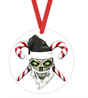 Santa Skull - Christmas Ornament -  UV DTF Decals