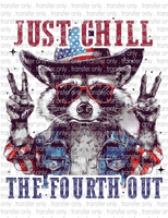 Chill the Fourth Out Raccoon - Waterslide, Sublimation Transfers