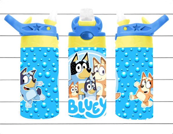 Kids 12 oz Bluey water bottle; tumbler; straw water bottle