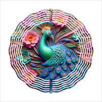 3D Metal Effect Peacock - Wind Spinner - Sublimation Transfers