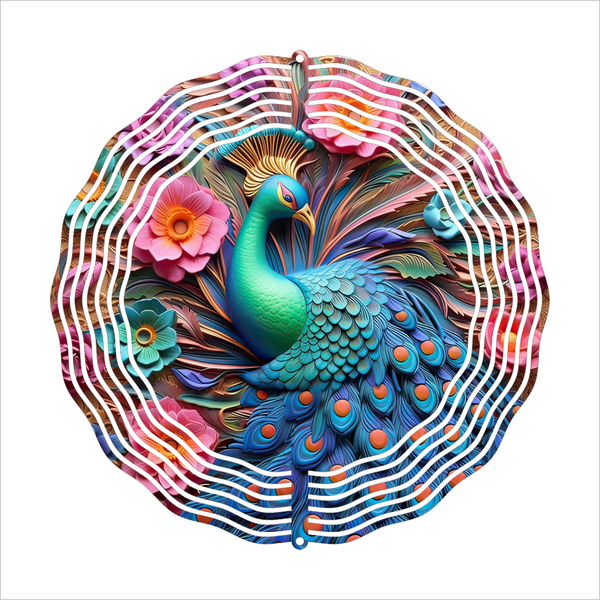 3D Metal Effect Peacock - Wind Spinner - Sublimation Transfers