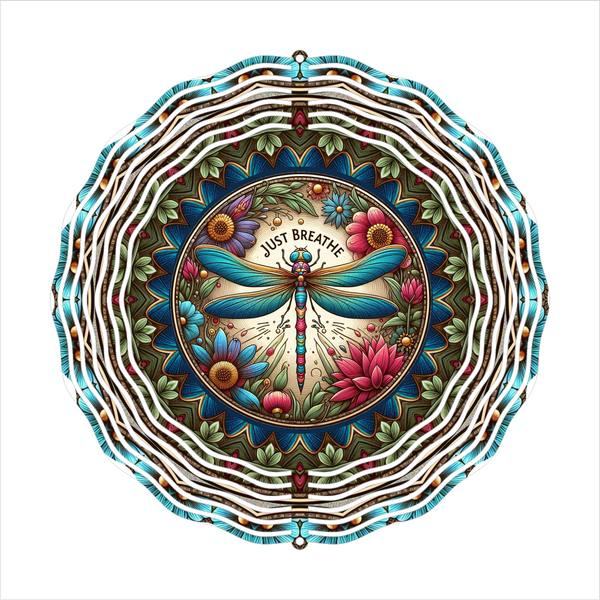 Dragonfly Just Breathe - Wind Spinner - Sublimation Transfers