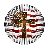 Patriotic Cross - Wind Spinner - Sublimation Transfers