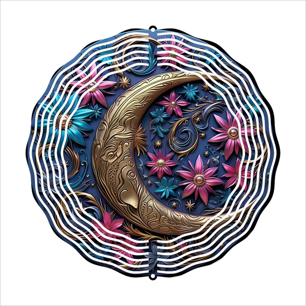 3D Metal Effect Moon - Wind Spinner - Sublimation Transfers