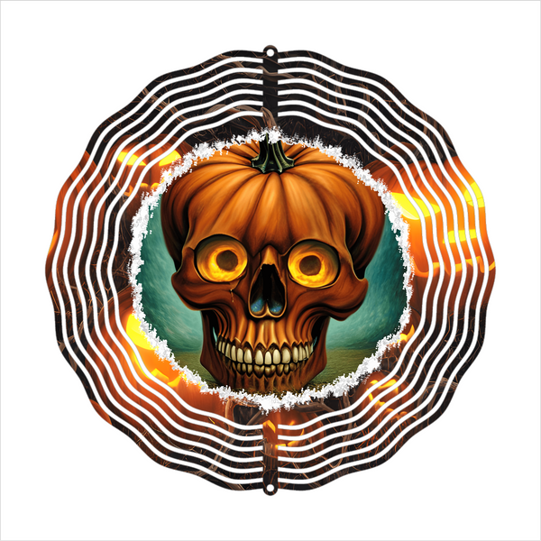 Pumpkin Face Skull - Wind Spinner - Sublimation Transfers