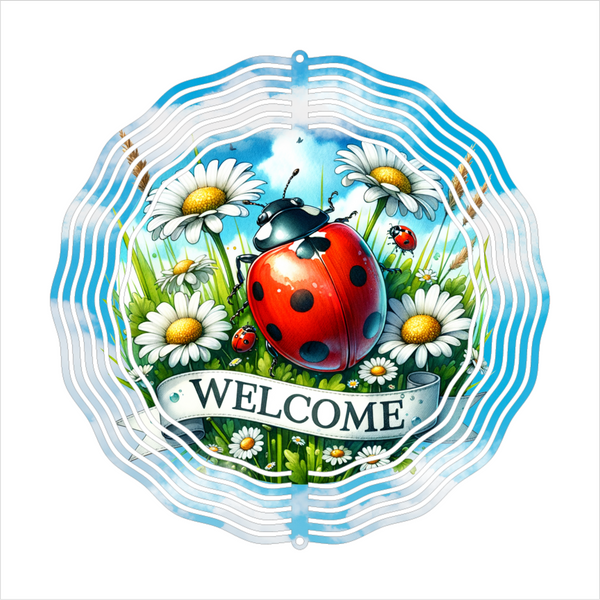 Welcome Ladybug - Wind Spinner - Sublimation Transfers