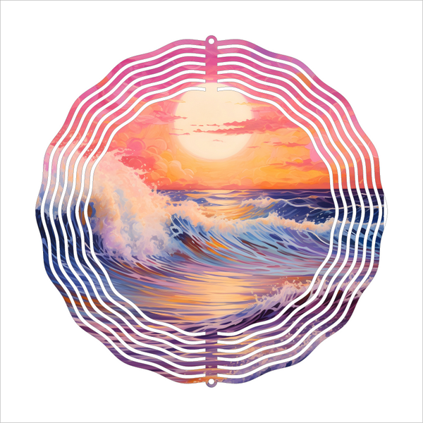 Sunset Crashing Waves - Wind Spinner - Sublimation Transfers