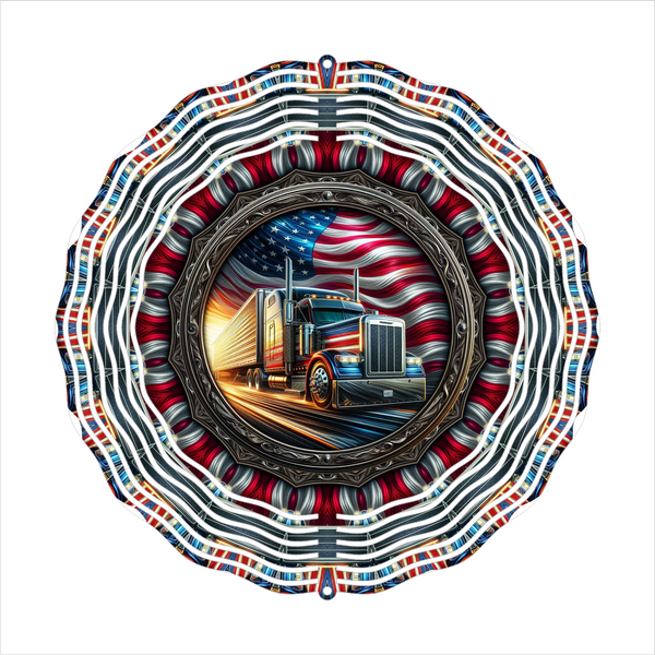 Patriotic Trucker - Wind Spinner - Sublimation Transfers